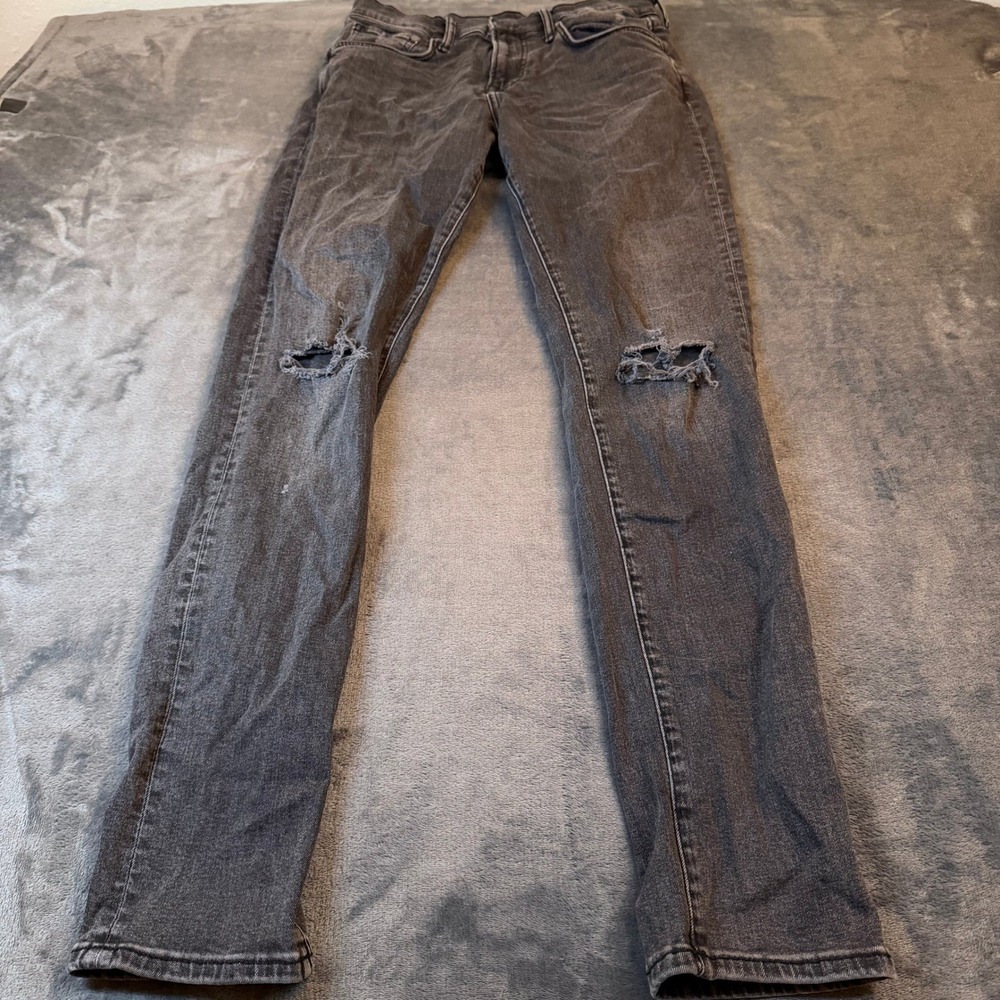 HM &Denim Skinny Jeans Distressed Ripped Knee Washed‎ Black Gray Mens 30x32"